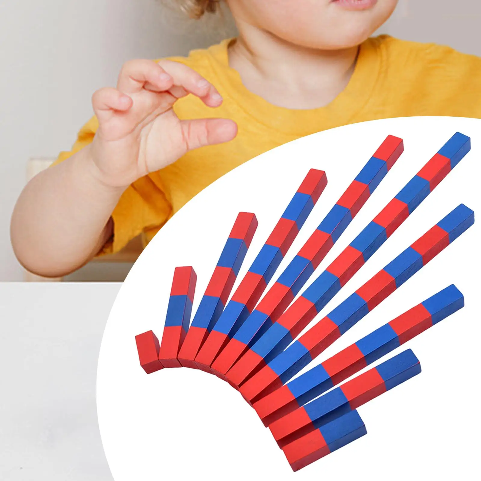 

Math Montessori Red Blue Number Rods Count from 1 to 10 Educational for Family Kindergarten