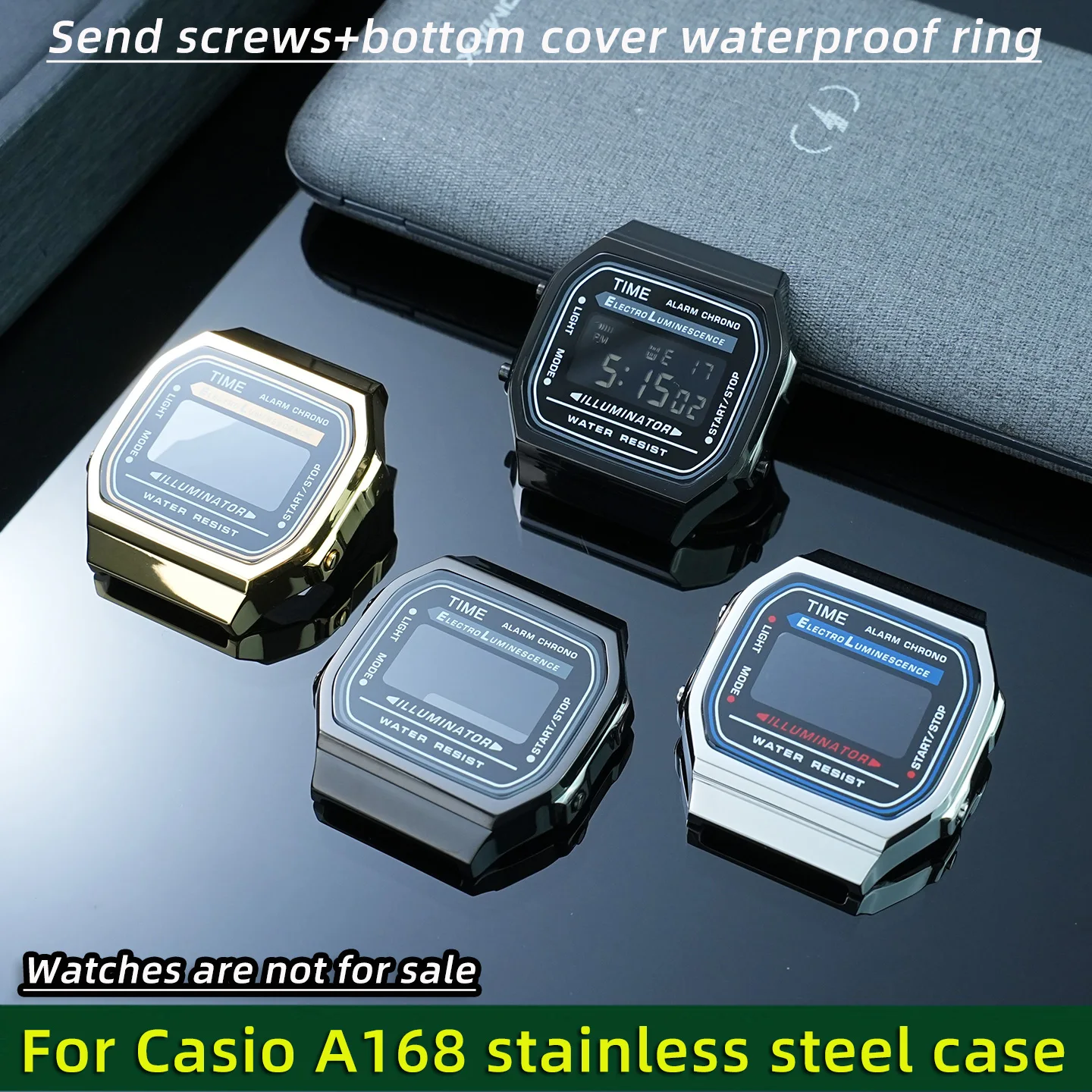 

a168 stainless steel case, For Casio 3298 stainless steel case, A168 small square men's watch accessory