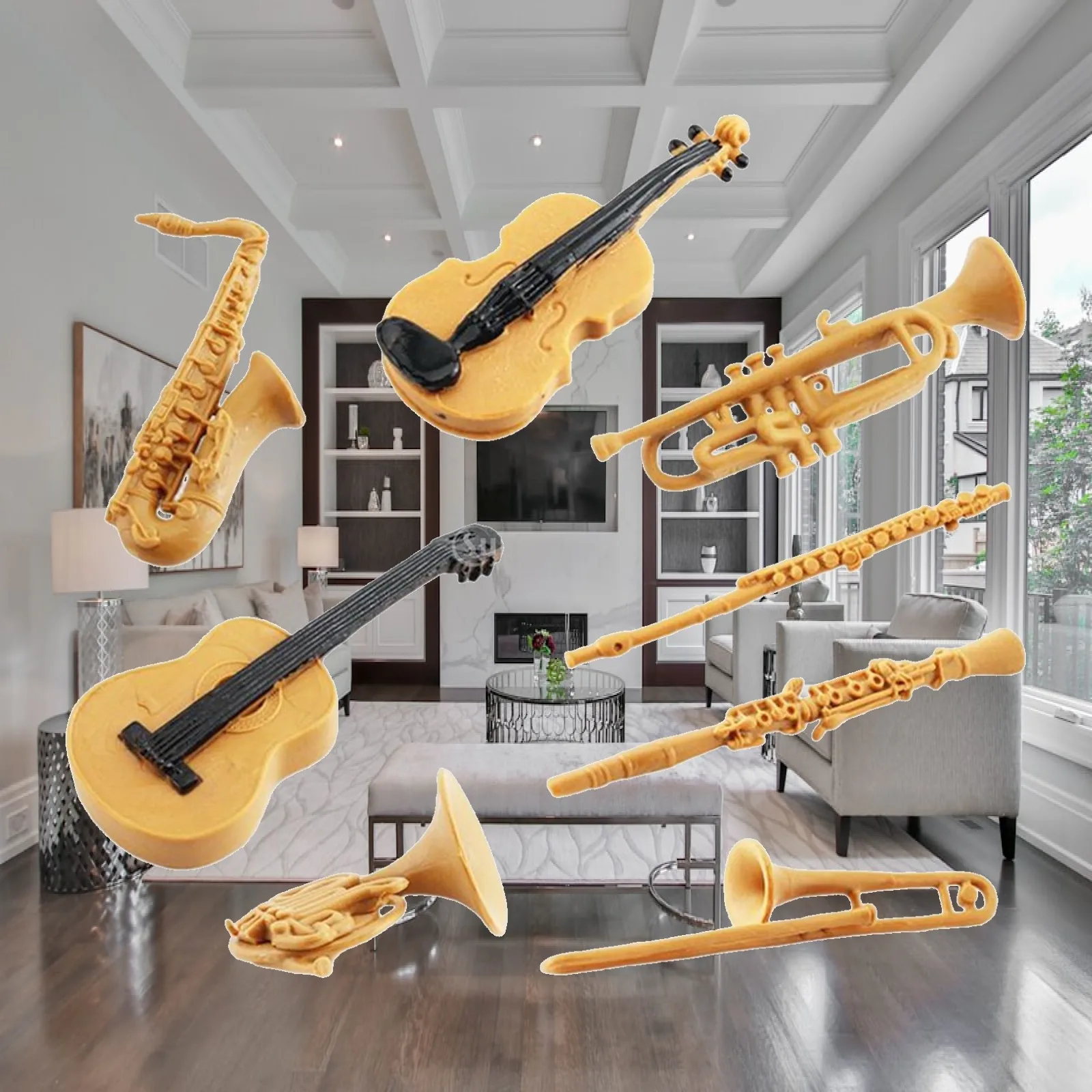 Miniature Guitar Model Decor Musical Instrument Cognition Model for Crafts
