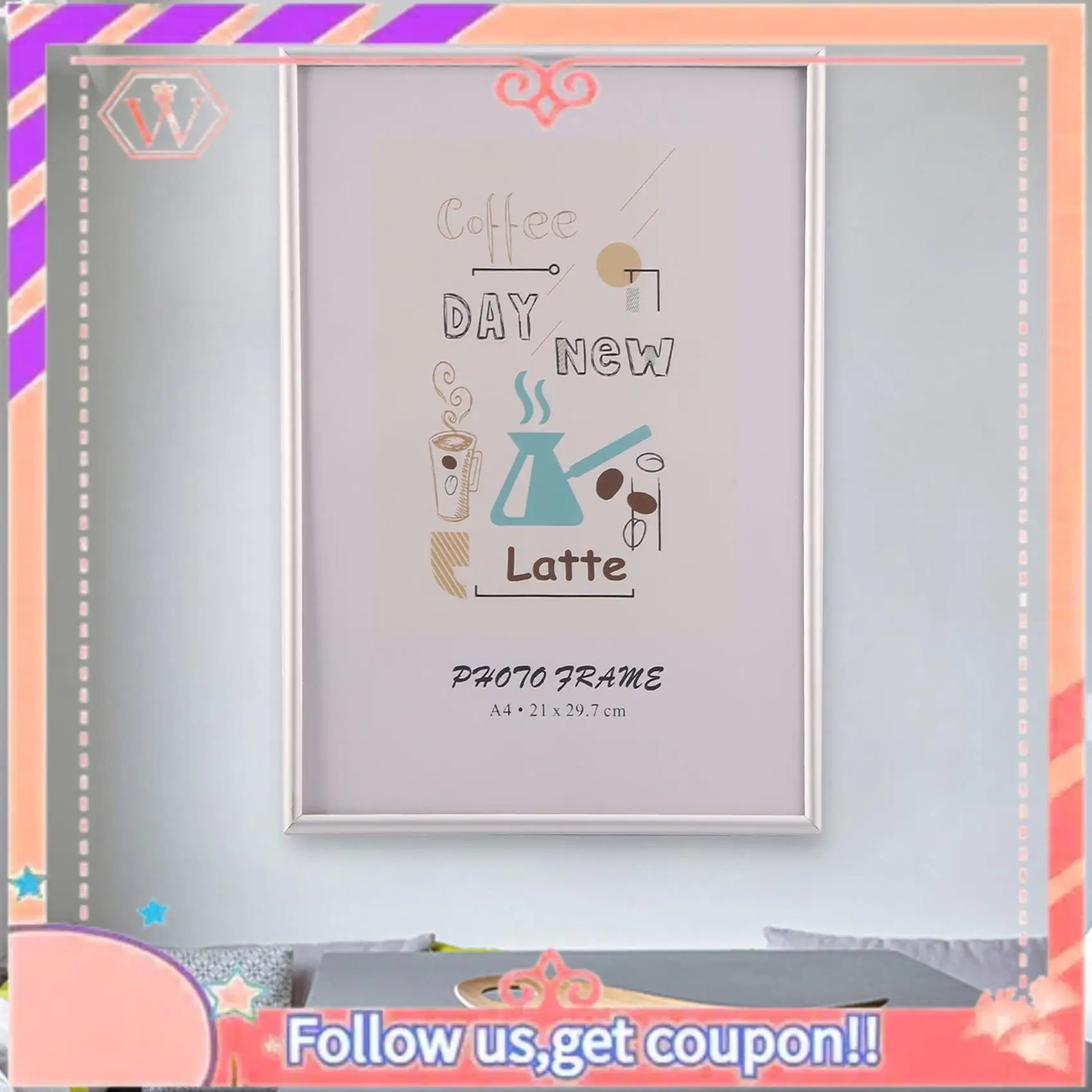 AT84-2 Picture Frames, A4 Silver Picture Frames, With Unbreakable S, Picture Frames For Family Photos, 21X30 CM