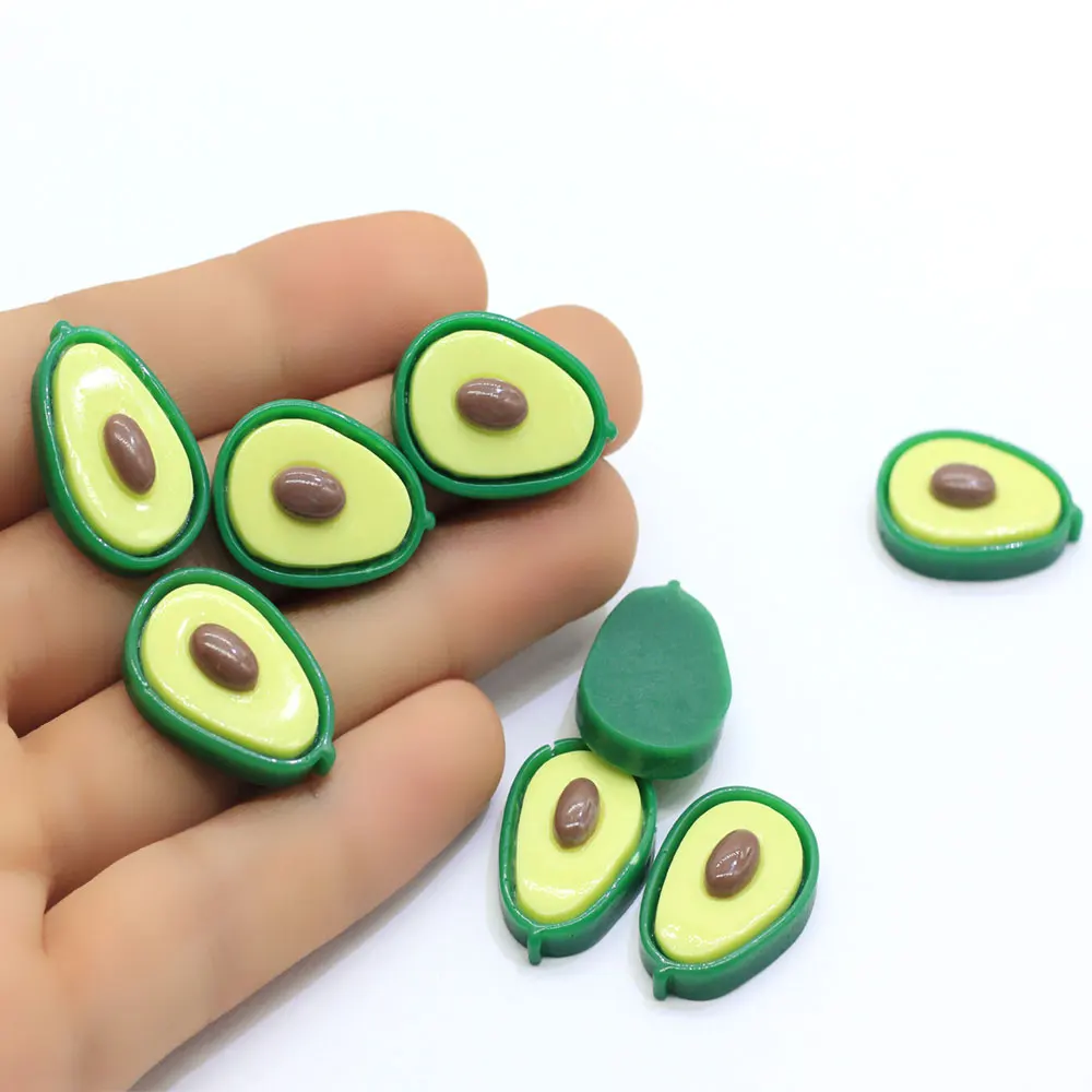 20/50/100x Simulation Kawaii Gesicht Avocado Harz Obst Flatback Cabochon Fit Telefon Decor Scrapbooking Handwerk DIY Zubehör