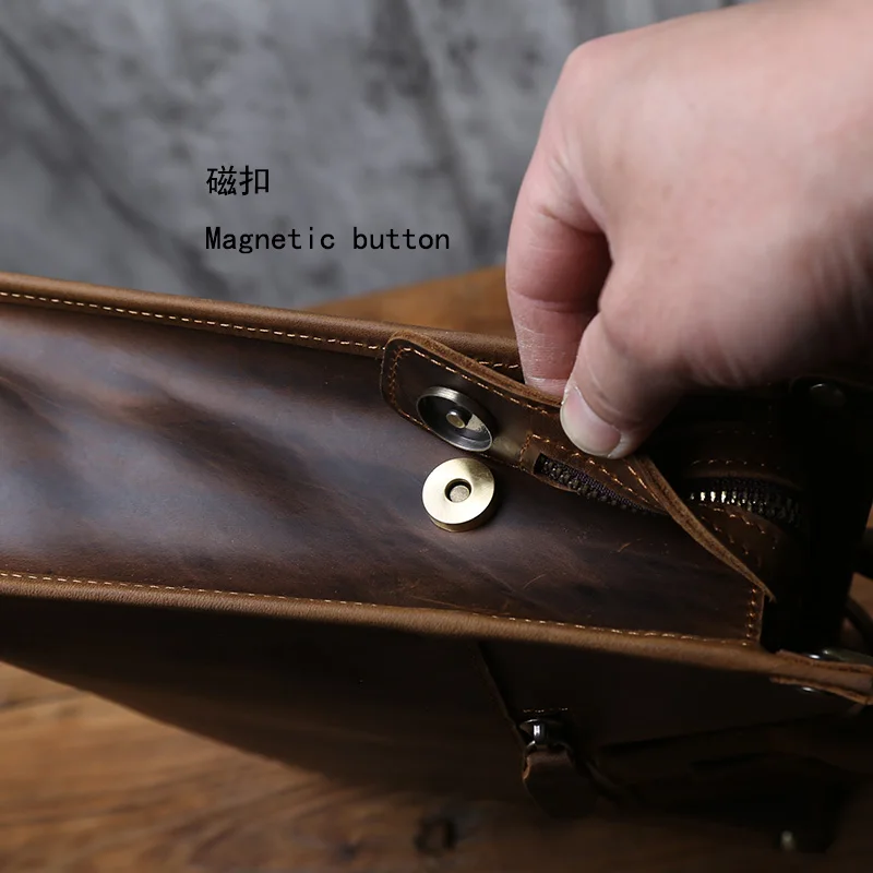 Nzpj Vintage Echt leder Herren Aktentasche natürliche Rindsleder Handtasche verrückte Pferd Leder Computer tasche lässige Umhängetasche – Detail 10