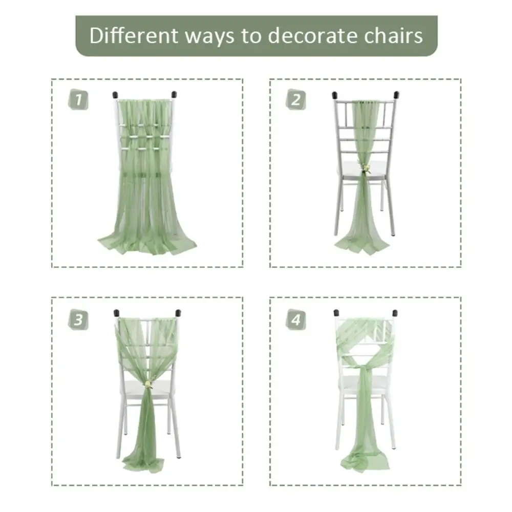 Fashion Polyester Chair Sash Wrinkle-Free Romantic Event Ambiance Draping Fabric Versatile 9Ft Wedding Aisle Decorations Party