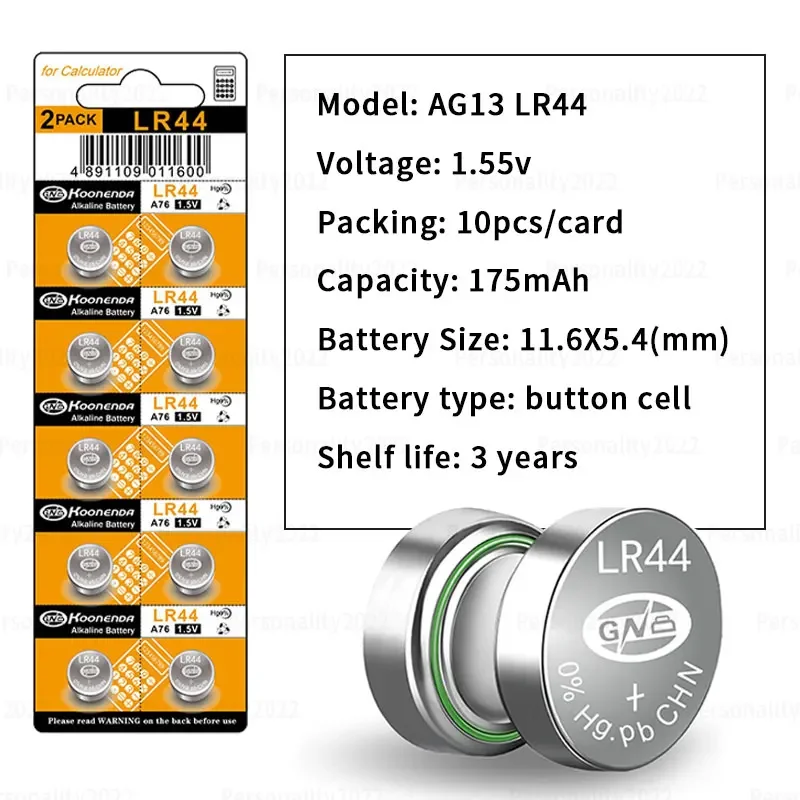 Ag13 Lr44 1.5V Knoopcel Batterij 357 A76 L1154 Sr44sw Sr44 Lr1154 Alkaline Batterijen Voor Horloges Speelgoed Nachtverlichting Rekenmachines
