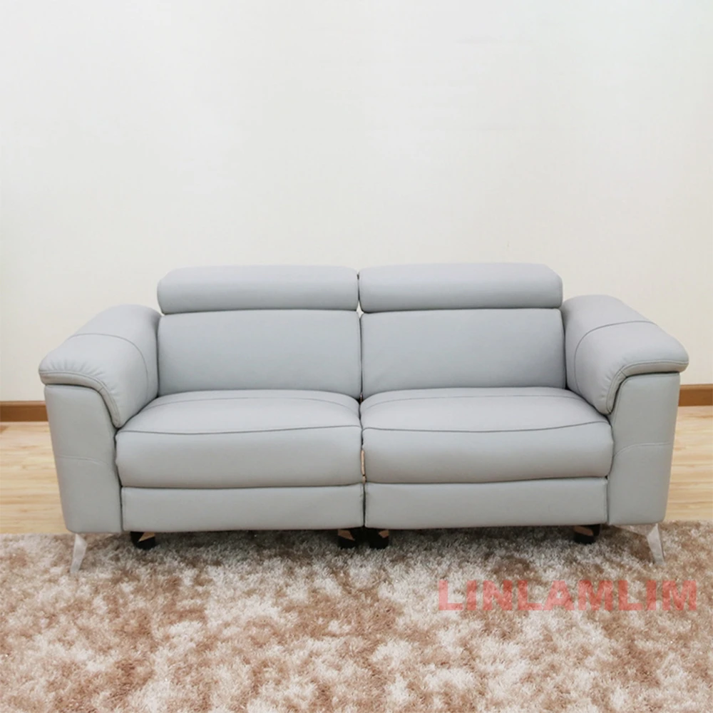 Modern Power Reclining Genuine Leather Sofa – Recliner Couch with Adjustable Headrests, Bluetooth Speakers, USB, Cup Holders