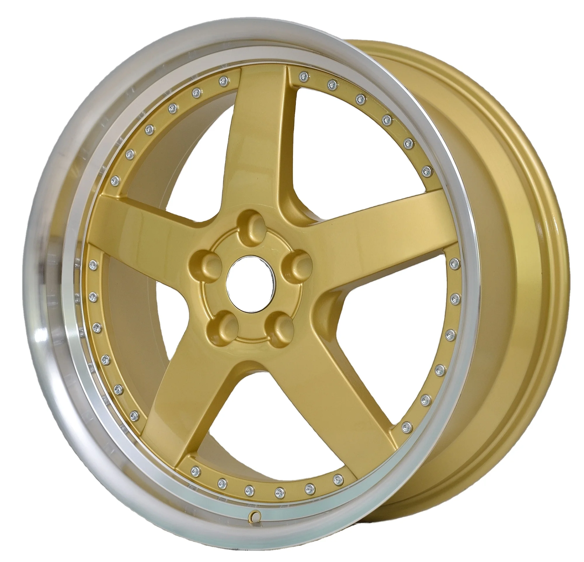 Factory Customized Forged Wheels18-21 Inch Front and Rear Wheels Black/Gold Color with Rivet Decoration 6061 Aluminum Alloy Rims