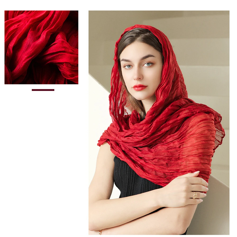 Clearance！Women Spring Autumn Scarf Lady Cotton Linen Headscarf Solid Color Muslim Shawl Sun Protection Wrap Summer Beach Towel