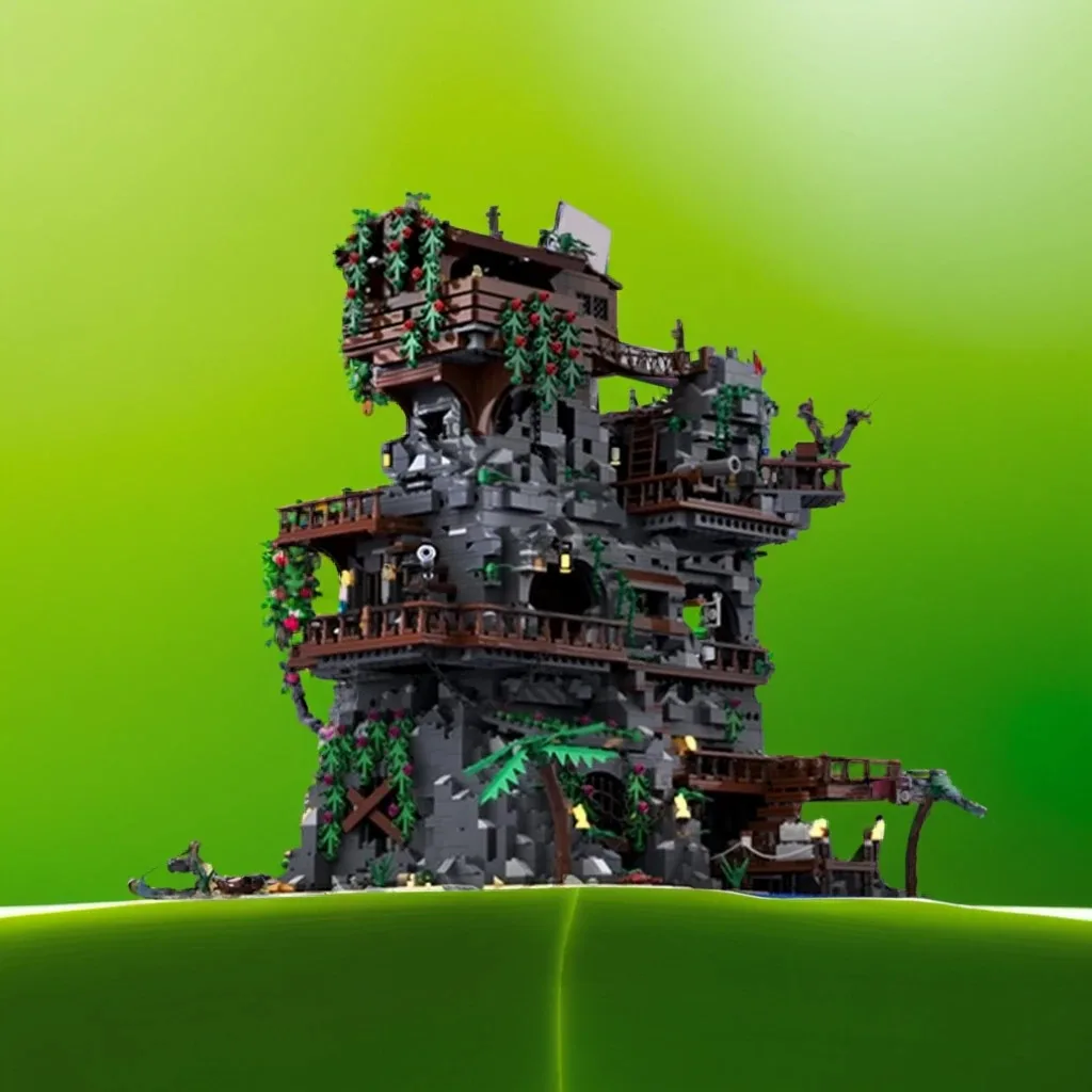 

6653 шт. пиратская крепость MOC пиратская тема крепость модель образование модель здание DIY блоки игрушки на день рождения подарок