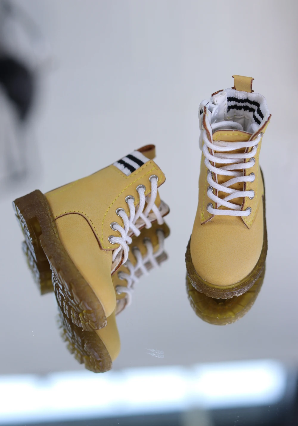 

D09-P251 children handmade toy 1/4 MSD 1/3 POPO68 SD10 uncle73 BJD Doll Round toe leather patchwork boots 1pair