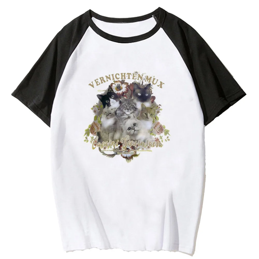 Kitten Cat Neko Tee women graphic tshirt girl streetwear 2000s clothing