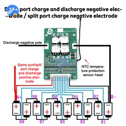 BMS 10S 42V 15A ogniwo polimerowe 18650 płyta zabezpieczająca baterię litową z balansem z kontrolą temperatura NTC