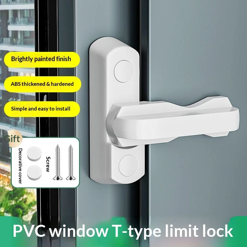

4PCS Plastic Steel Swing Door Window T-type Lock No Punching Window Lock Buckle Accessories Limit Device Safety Protection Lock