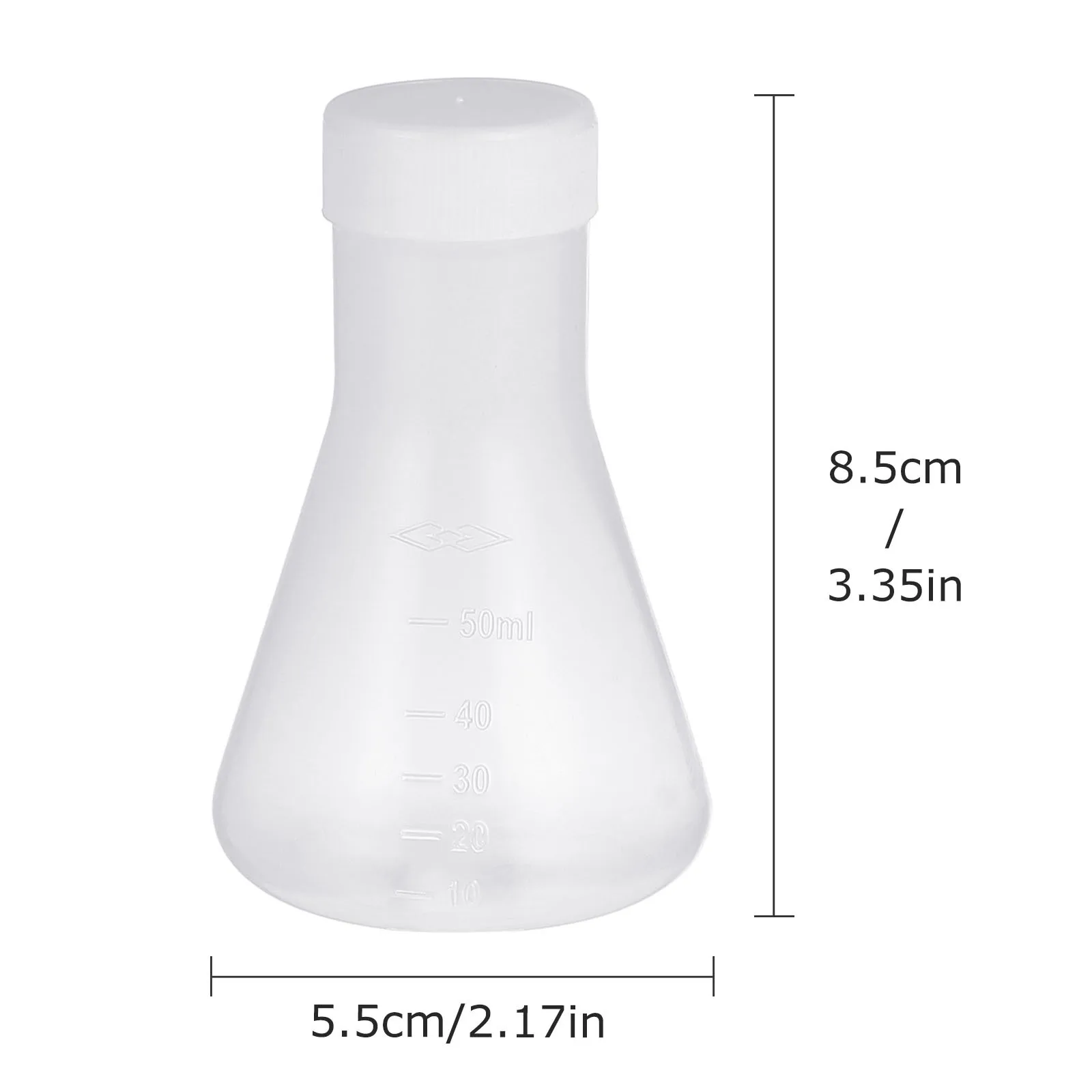 5Pcs 투명 플라스틱 플라스크 화학 실험을 위한 친환경 내구성 투명 실험실 에를렌마이어 플라스크