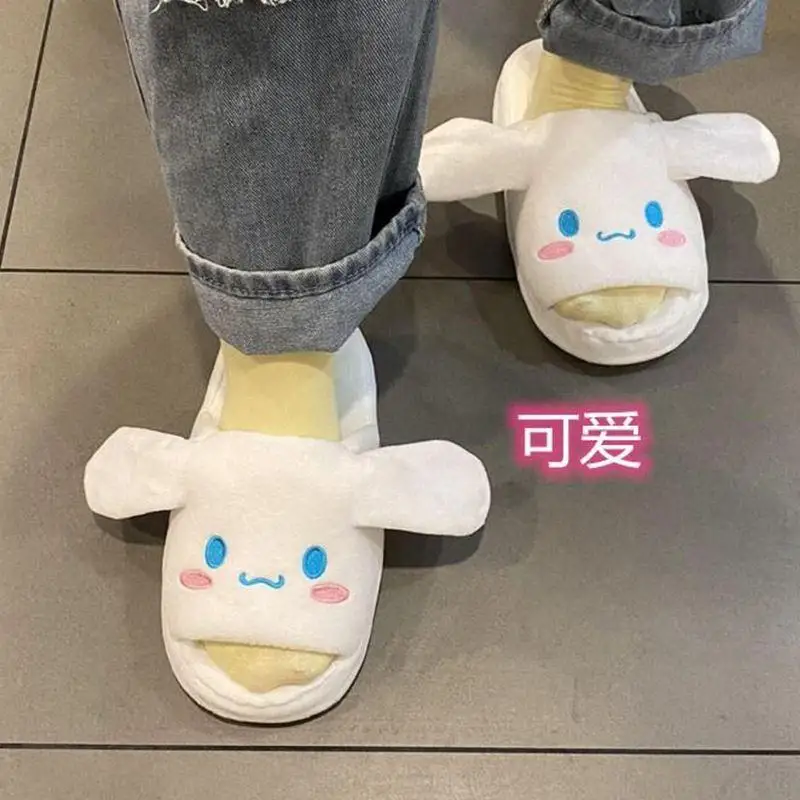 Sanrio Slippers Girl Movable Ears Anime Cinnamoroll Shoe Cute Movable Ears Shoe Kawaii Child Slippers All-Match Wholesale Shoes