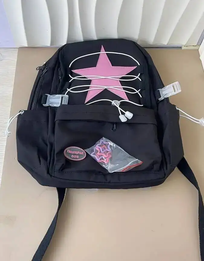 2025 Fashion Sweet Star Casual Schoolbags Y2k Streetwear All Match Women's Rucksacks High-Capacity Preppy Backpacks For Students