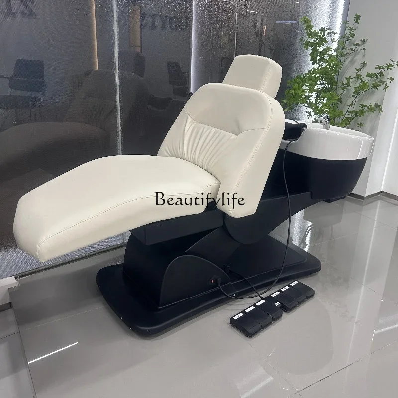 Health Therapy Electric Lifting Shampoo Chair for Hair Salon Rotating Sitting Semi-Full Lying Flushing Bed