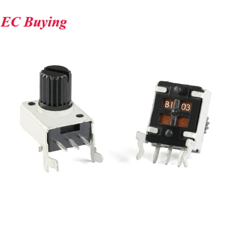20 Stück/5 Stück RV09 RV0931 Potentiometer seitlich verstellbarer Griff 15 mm 20 mm Welle 1K/B102 5K/B502 10K/B103 50K/B503 100K/B504 WH09 0931