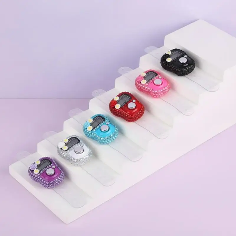 Mini Digital Finger Tally LCD Counter Reset With Flowers For Prayer Knitting Sport Counting