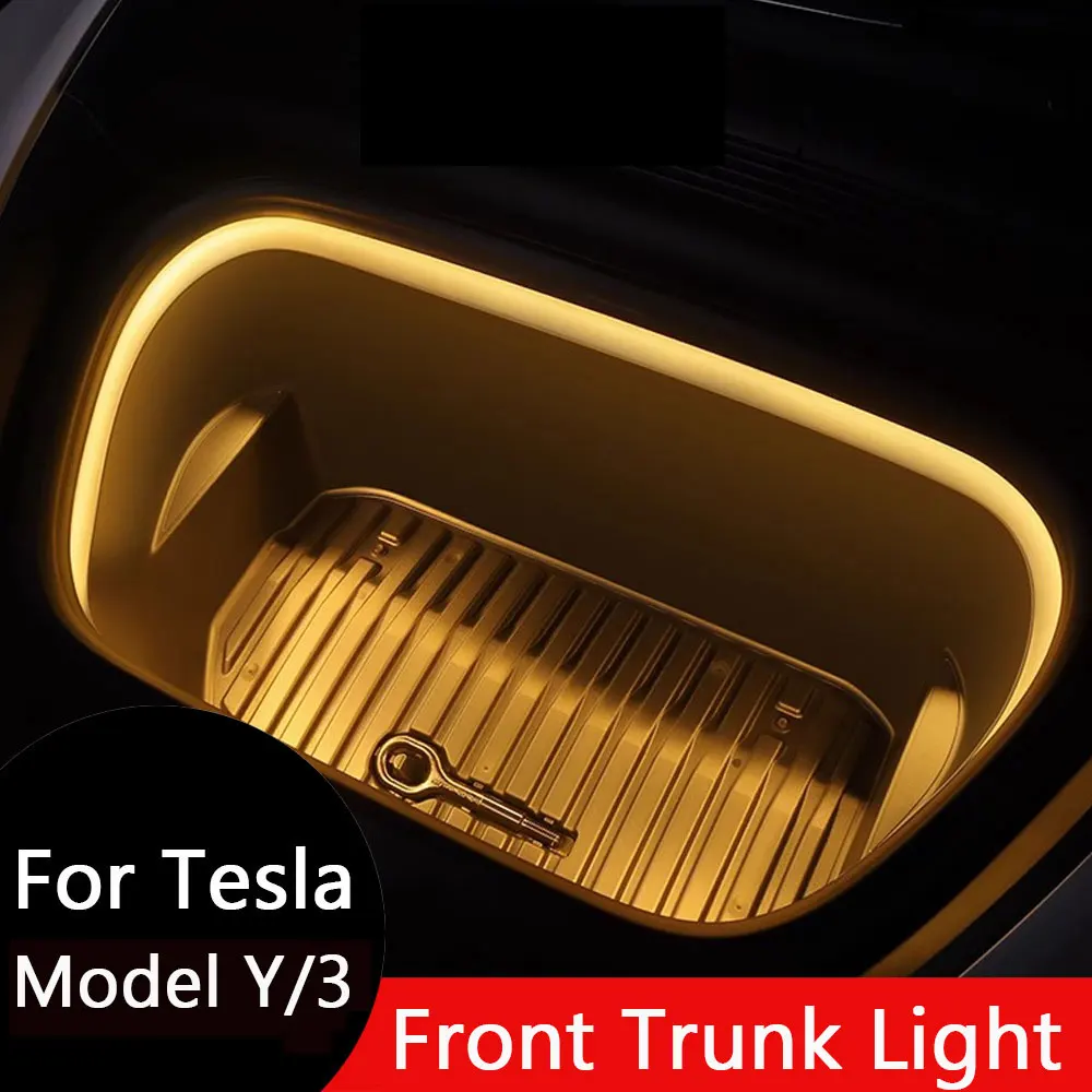 For Tesla Model Y/3 Front Trunk Light for 2021-2024 Tesla Model 3 Y Bright LED Silicone Light Yellow White Proposal Decoration