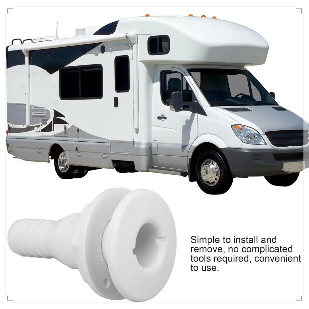 Boat Water Drain Scupper ABS 3/4In White Through Hull Connector Hose Coupling Drain Outlet Replacement Hardware