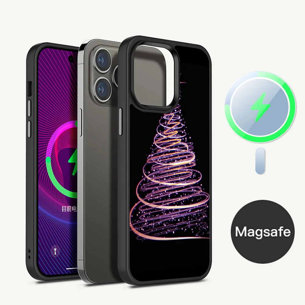 

Marry Christmas Holiday Tree New Year Phone Case Magnetic Case For iPhone 14 13 12 11 15 Pro Max Plus Mini For Magsafe Wireless