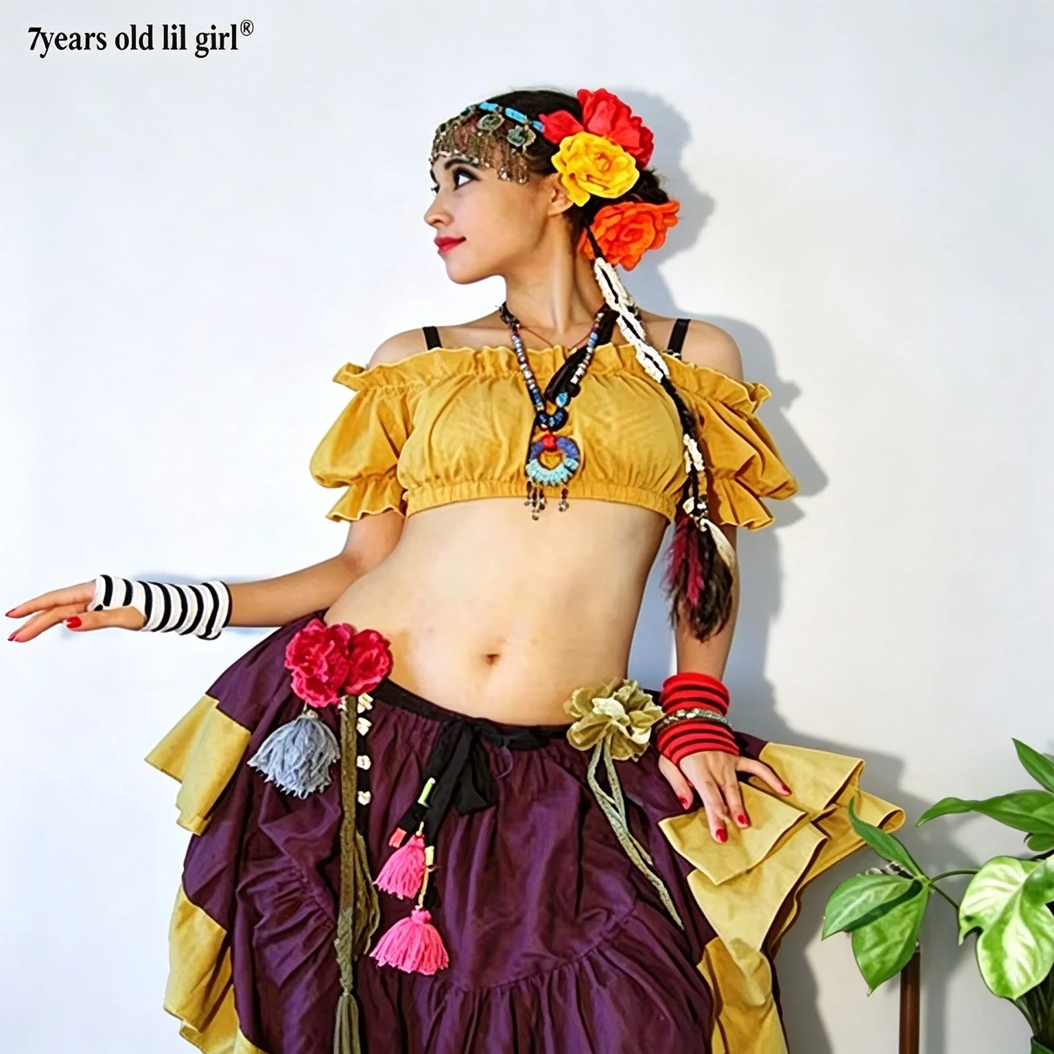 BELLY DANCE Renaissance Pirate Wench Gypsy Fairy Costume Peasant Crop Tribal Choli Top T17