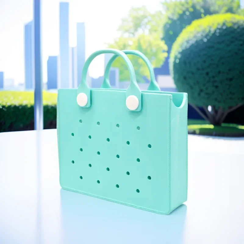 The Orange Guy Same Color Storage for Women Casual Beach Bag EVA Hole Fit Charm Pink Blue Purple Handbag Tote Bag