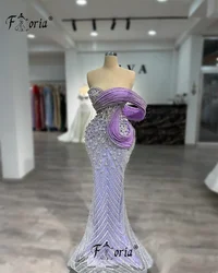 Luxury Bead Pearls Prom Dresses 2025 Customized Light Purple Sequin Mermaid Evening Party Dress Wedding Guest vestidos de noche