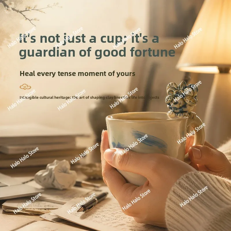 Wa Cat Cup Yunnan Intangible Cultural Heritage Pure Handmade Ceramic Cup Mug Ugly Moe Guochao Home Office Creative Water Cup