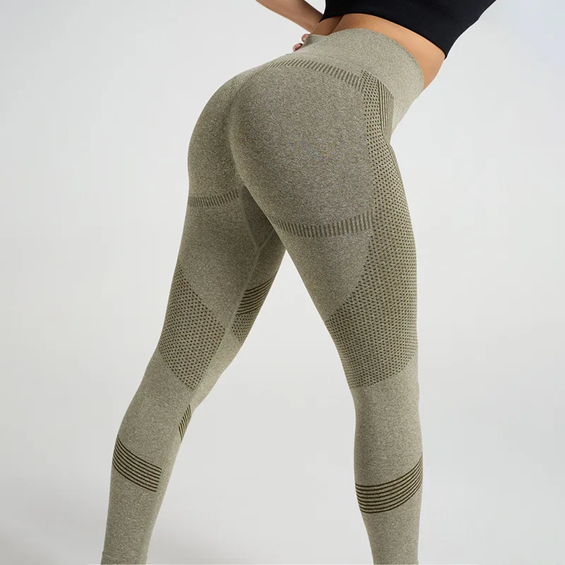 Leggings für Damen, nahtlos, Sport-Yoga-Hose, niedriges geripptes Band, Fitnessstudio-Kleidung, Fitness, Workout-Kleidung, Scrunch-Body-Strumpfhose