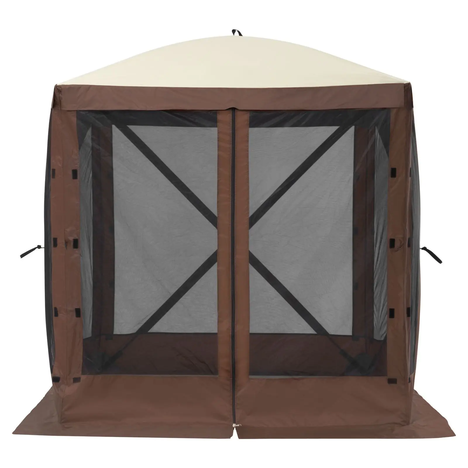 Pop Up Gazebo Tent, - Screen 4 Sided Canopy Sun Shelter with 4 Removable Privacy Wind Cloths & Mesh Windows, 6x6FT Quick Set