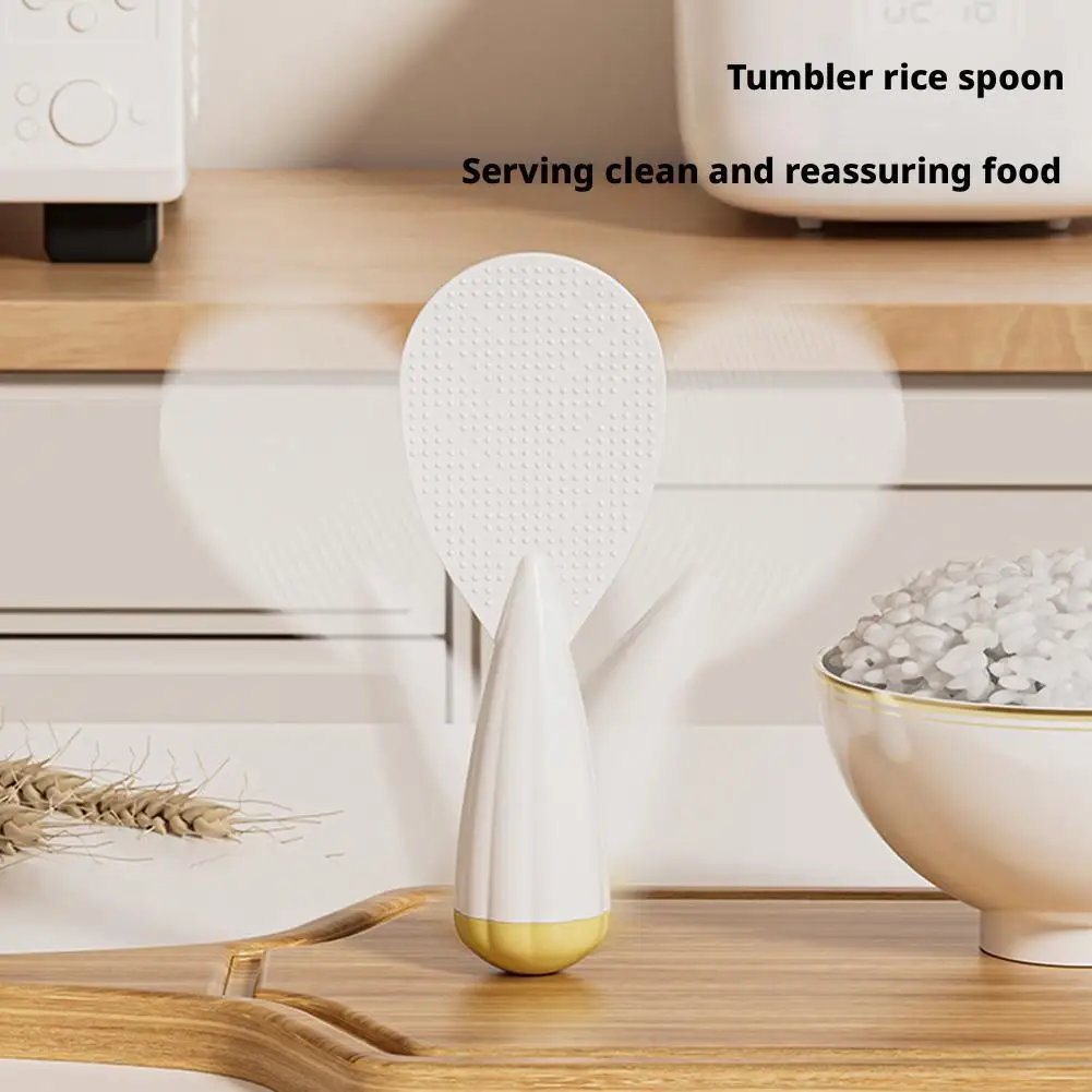 

Food Grade Silicone Cup Rice Spoon, Non-stick Standing Rice Spoon Heat Spatula, Rice Resistant Home Kitchen Cooker A1B7