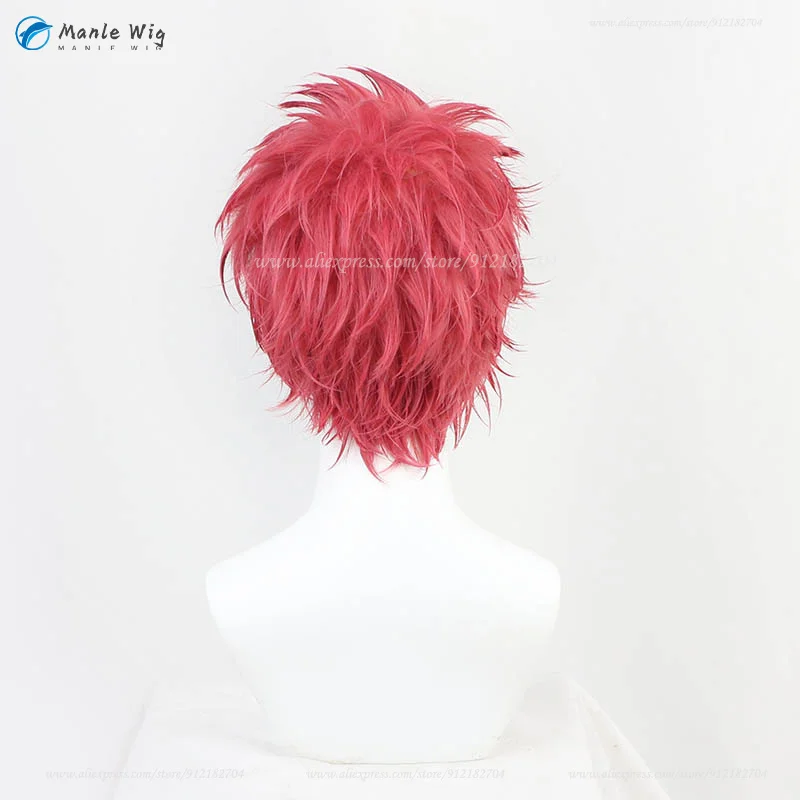 Peruca cosplay vermelho curto akaza, cabelo sintético resistente ao calor, festa de halloween, perucas hakuji, boné anime