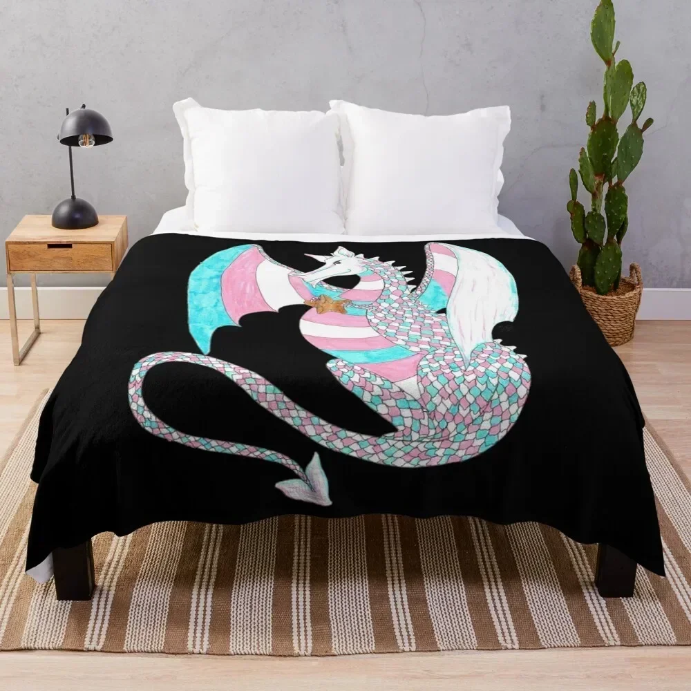 

Trans Pride Dragon with Star Throw Blanket Soft Plush Blanket as Housewarming Gift