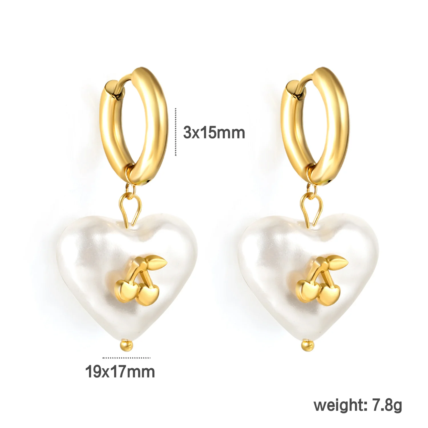 Heart Dangle Huggie Hoop Earrings Stainless Steel Gold Plated Cherry Starburst  Angel Vintage Elegant Daily Fashion Ear Jewelry