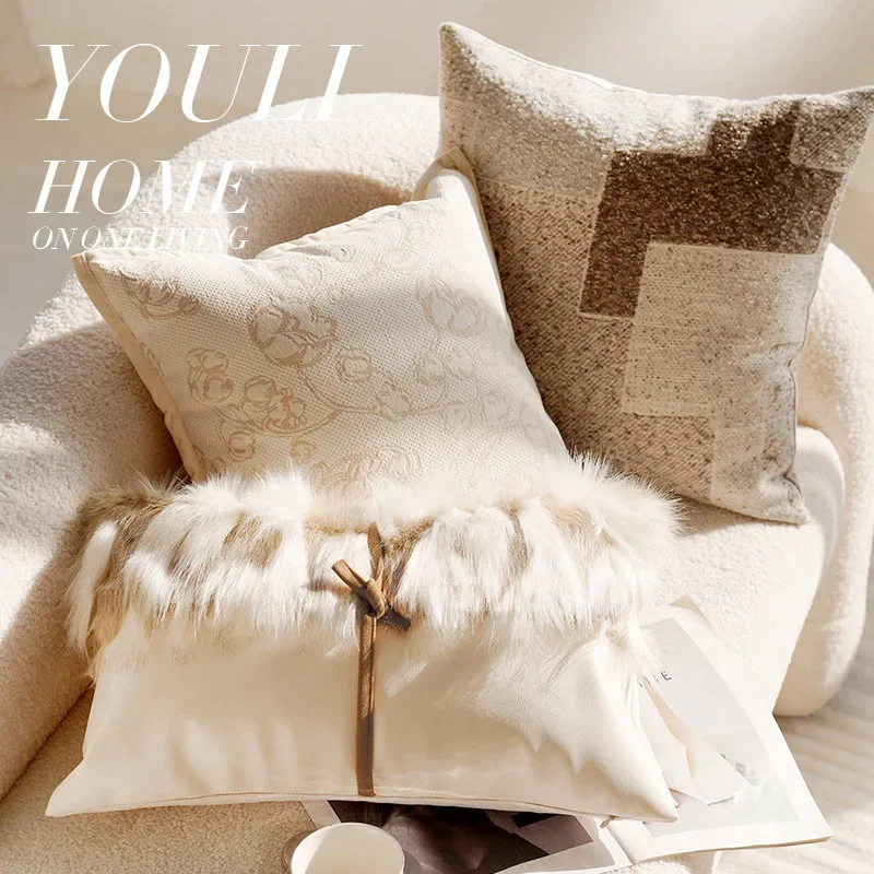 30X50/45X45CM Brown Throw Pillow Cover French Light Luxury Forest Stamping Waist Cushion Cover Decor Home Decorative Pillowcase