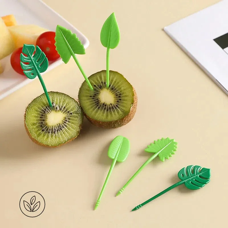 

10 Pieces Children's Fruit Picks Mini Creative Leaf Shape Fruit Cake Dessert Food Fork Lunch Box Universal Accessories