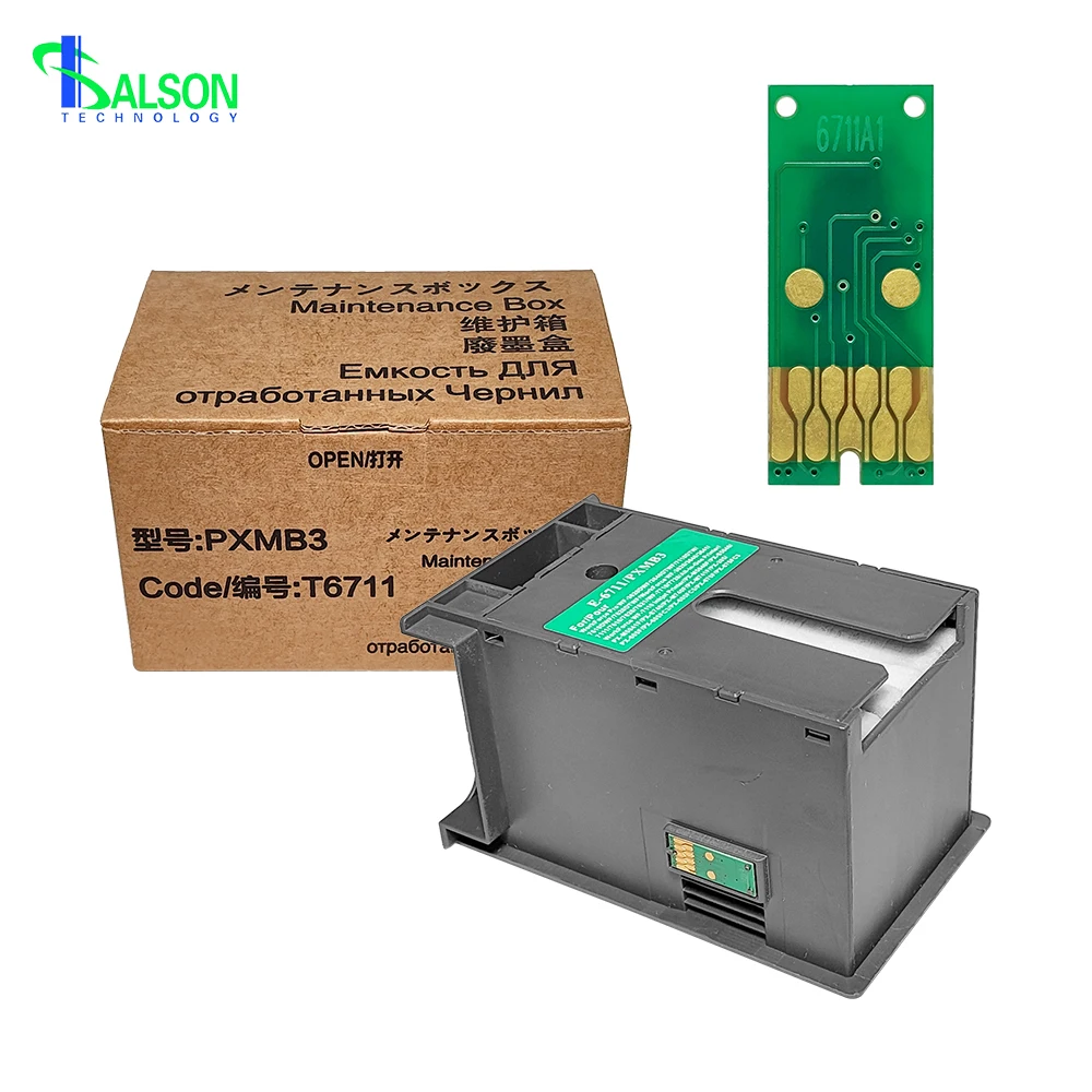 Maintenance box with Chip T6711 For Epson Work Pro 3620DWF 3640DTWF 7110DTW 7610DWF 7620DTWF R8590DTWF Waste Ink box