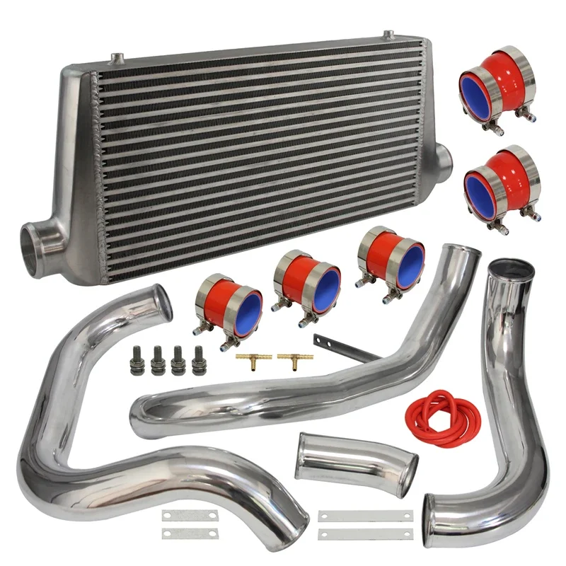 Blue / Black /Red Intercooler w/ Aluminum Piping Pipe Kit Upgrade Fits For Nissan Skyline R32 R33 R34 GTST RB20 RB25DET 93-98