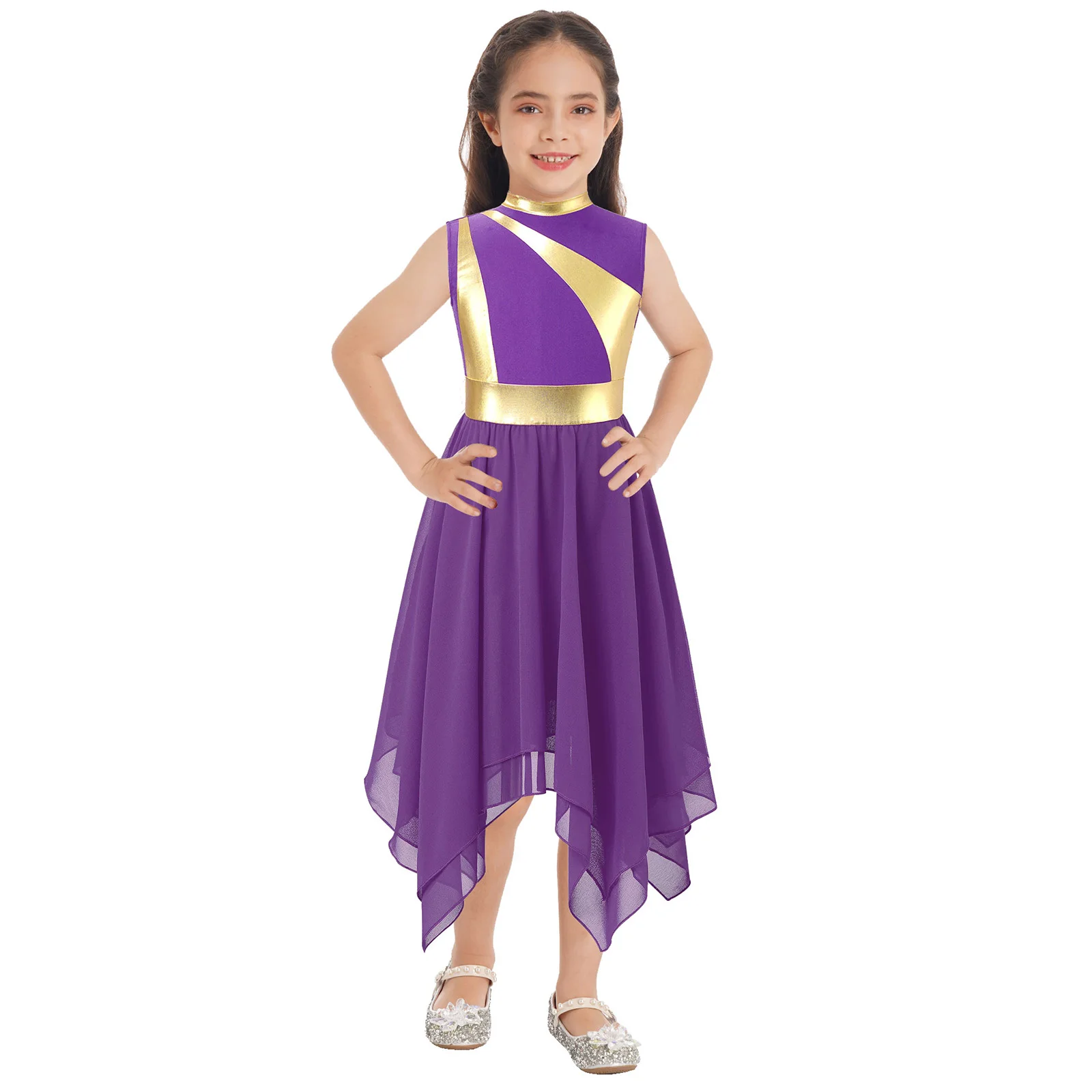 Child Worship Praise Dress Sleeveless Lyrical Liturgical Dance Costumes Children Church Choir Costume Ballroom Dancing Dancewear