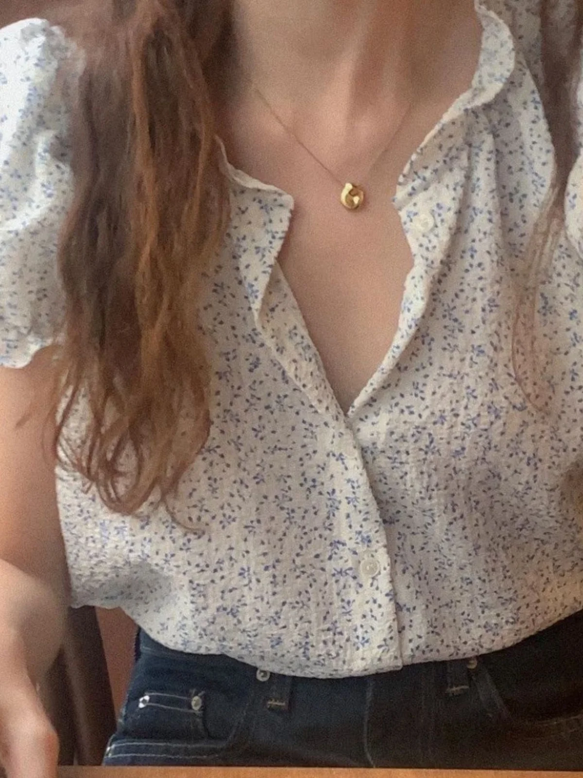 

Sweet Floral Print Bubble Sve irt Petal Collar ort Sve Women's Top Faionable Casual Polyester Fabric Summer irt