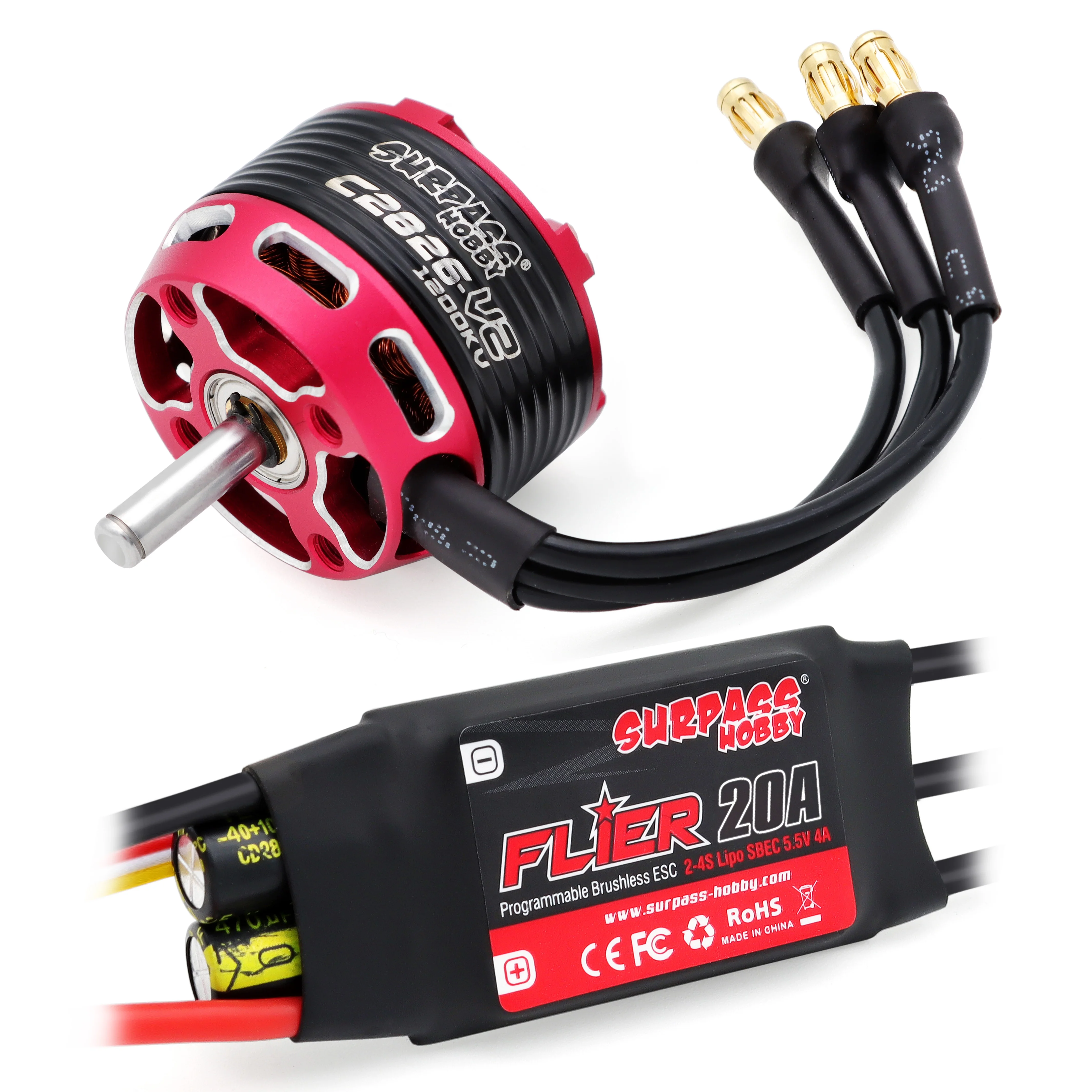 C2822 C2826 C2830 C2834 C2838 Brushless Outrunner Motor 2-5S with 20A 30A Brushless ESC For RC Aircraft Plane Multicopter