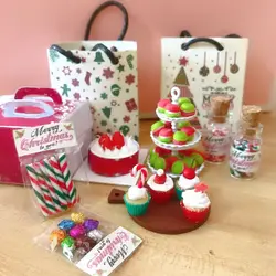 NEUE Nette 1/6 Skala Dollhouse Miniatur Weihnachten Geschenk Mini Cupcake Süßigkeiten Macaron für Puppe Haus Küche Spielen Spielzeug