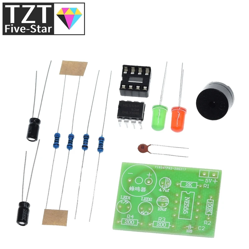 1/3 قطعة NE555 عدة الهزاز المتعدد NE555P دائرة ثابتة مصباح فلاش مزدوج لتقوم بها بنفسك عدة