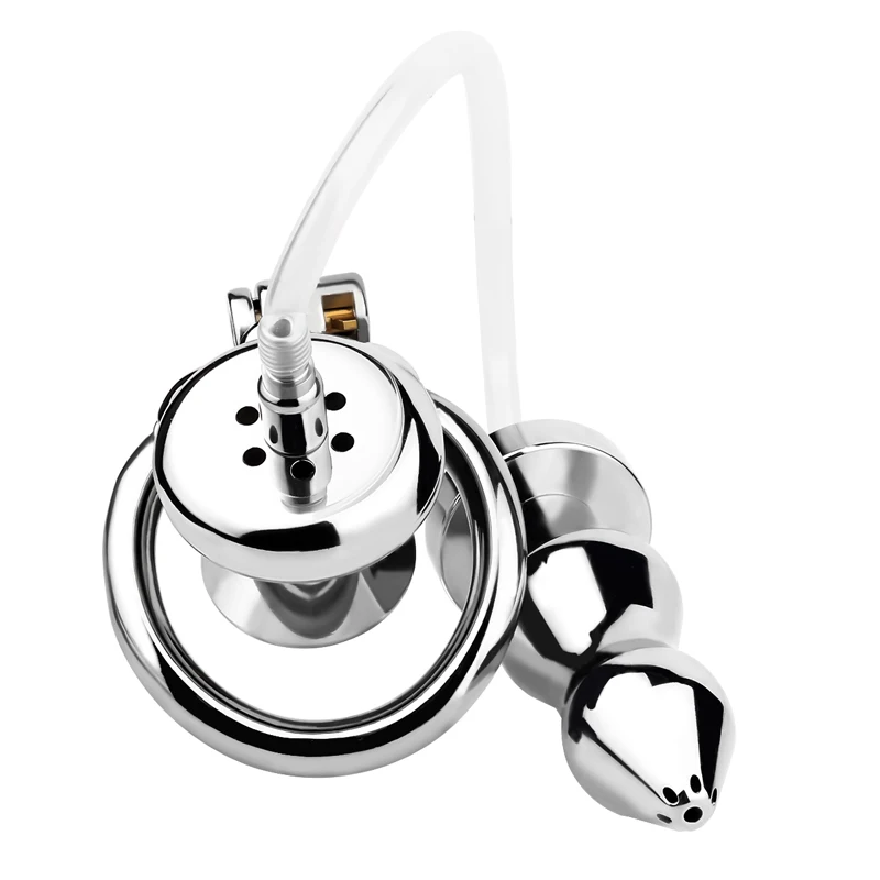 Stainless Steel Chastity Lock for Men with Anal Plug Metal Chastity Cage, Adjustable Ring Sizes Male Chastity Device