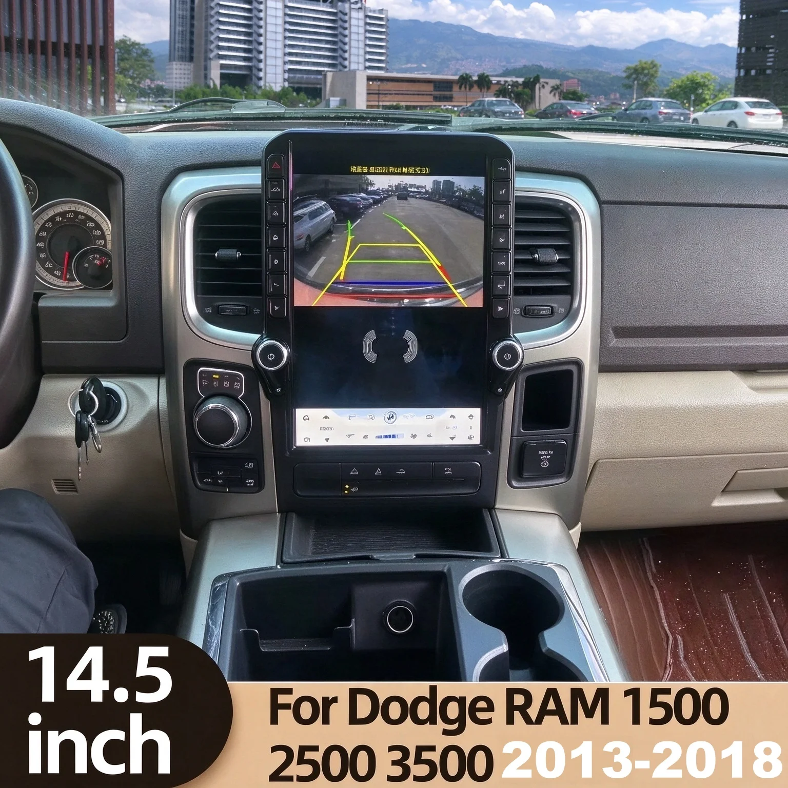 14.5 Inch For Dodge RAM 1500 2500 3500 2013 2014-2018 Car Intelligent Systems Android 14 Car CarPlay Auto Screen Stereo 4G Unit