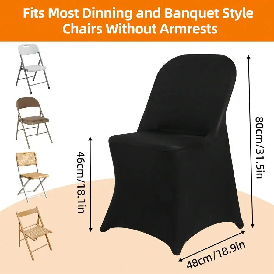 55/110pcs Spandex Stretch Folding Chair Covers, Universal Fitted Washable Slipcovers For Dining, Party, Wedding, Banquet, Thanks