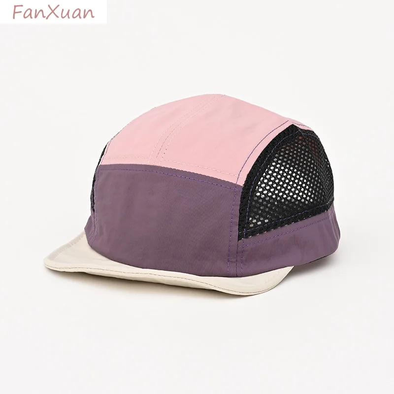 short soft brim baseball cap for men women fast drying outdoor sports dad hats unisex patchwork mesh sun hats
