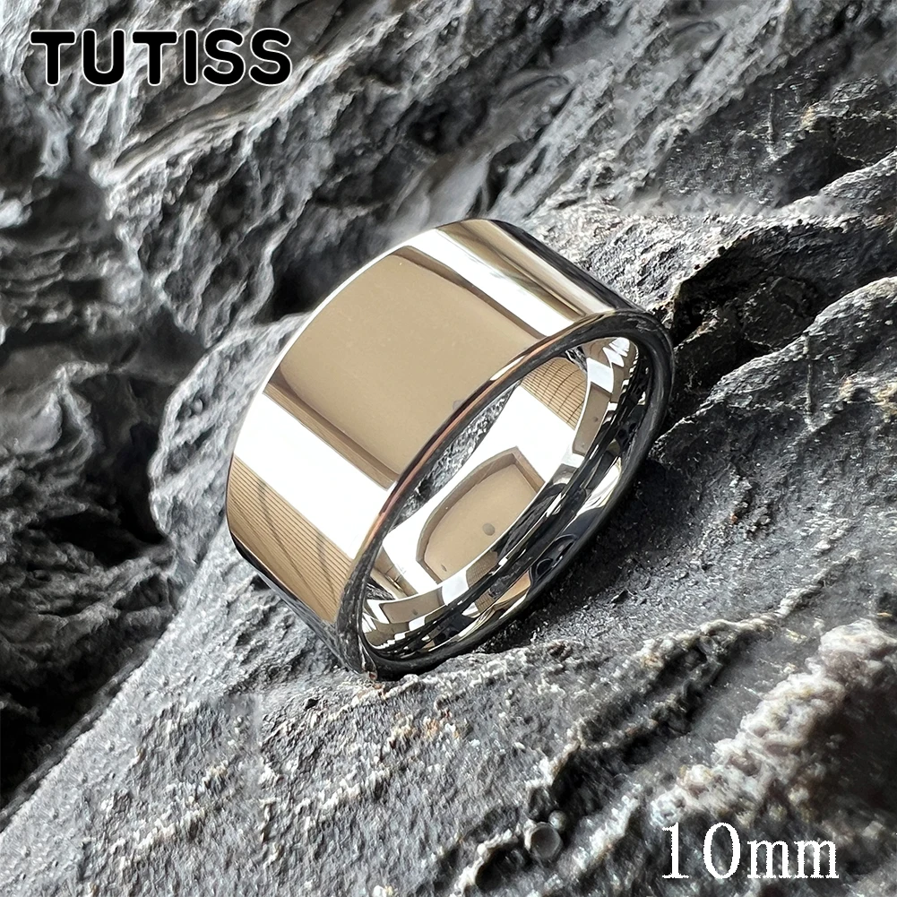 TUTISS 10mm 12mm Big Tungsten Wedding Band Men Women Forever Love Shiny Ring Comfort Fit