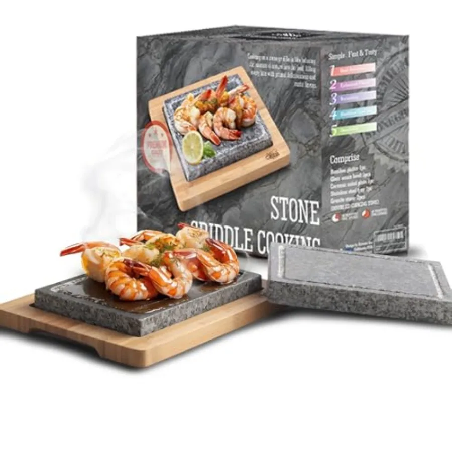 

Steak Grill Set with 2 s and 1 Bamboo Tray Restaurant-Style Hot Cooking Set for Sizzling Steak BBQ Hibachi Indoor Tabletop Gril